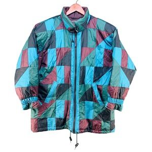 Vintage Spencer Douglas Jacket Unisex Large Colorblock Quilted 80s